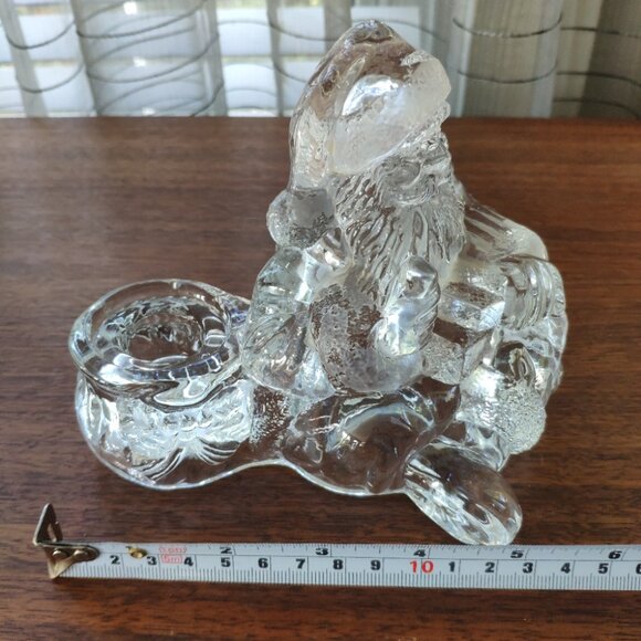 Glass Sitting Santa with Gifts Vintage Candlestick Holder 6" - Picture 6 of 8